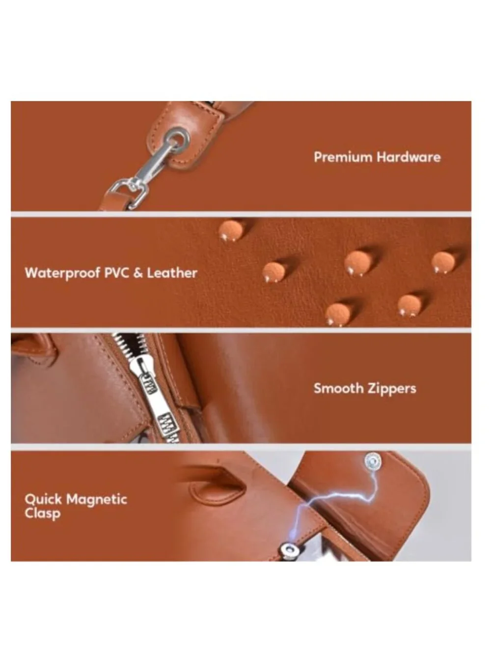 2-in-1 Leather Tote for Women, Crossbody Bag with Zipper, Adjustable Strap